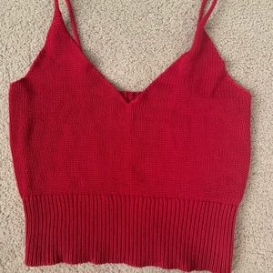 red v neck crop top